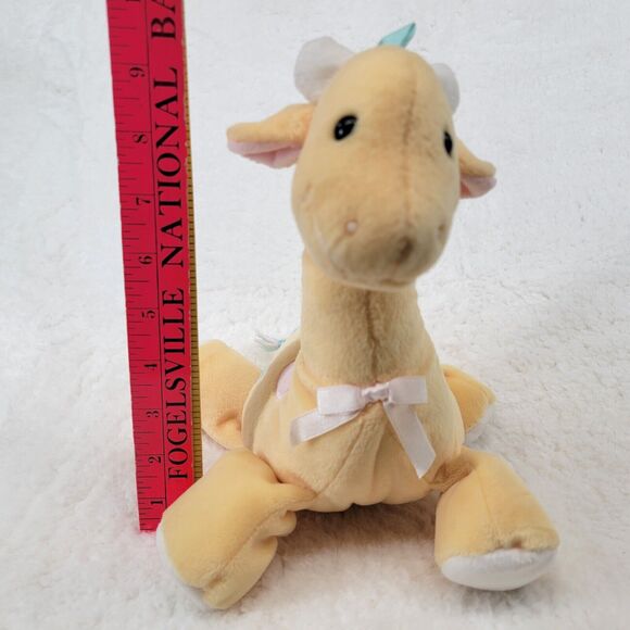Eden Giraffe Plush Baby Yellow w Pink Blue Spots Yarn Tail Vtg Stuffed Animal - Picture 9 of 9